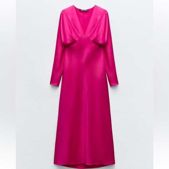 Zara NWT Satin Effect Midi Dress size L - Picture 5 of 9